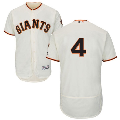 Giants #4 Mel Ott Cream Flexbase Authentic Collection Stitched MLB Jersey - Click Image to Close
